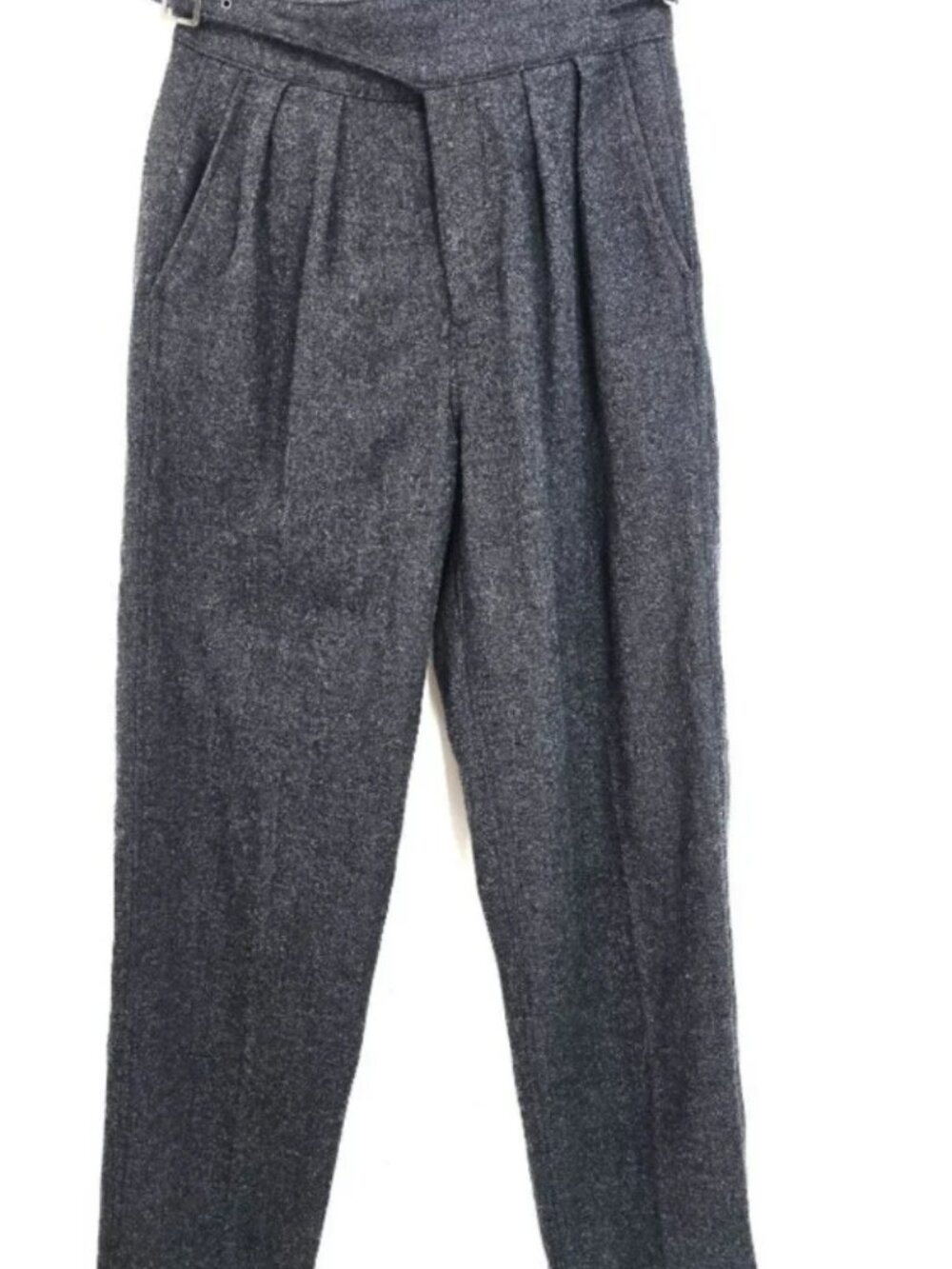 Banana Republic Charcoal Grey Wrap Belt Wool Tweed Trouser Pants Women Waist 28"